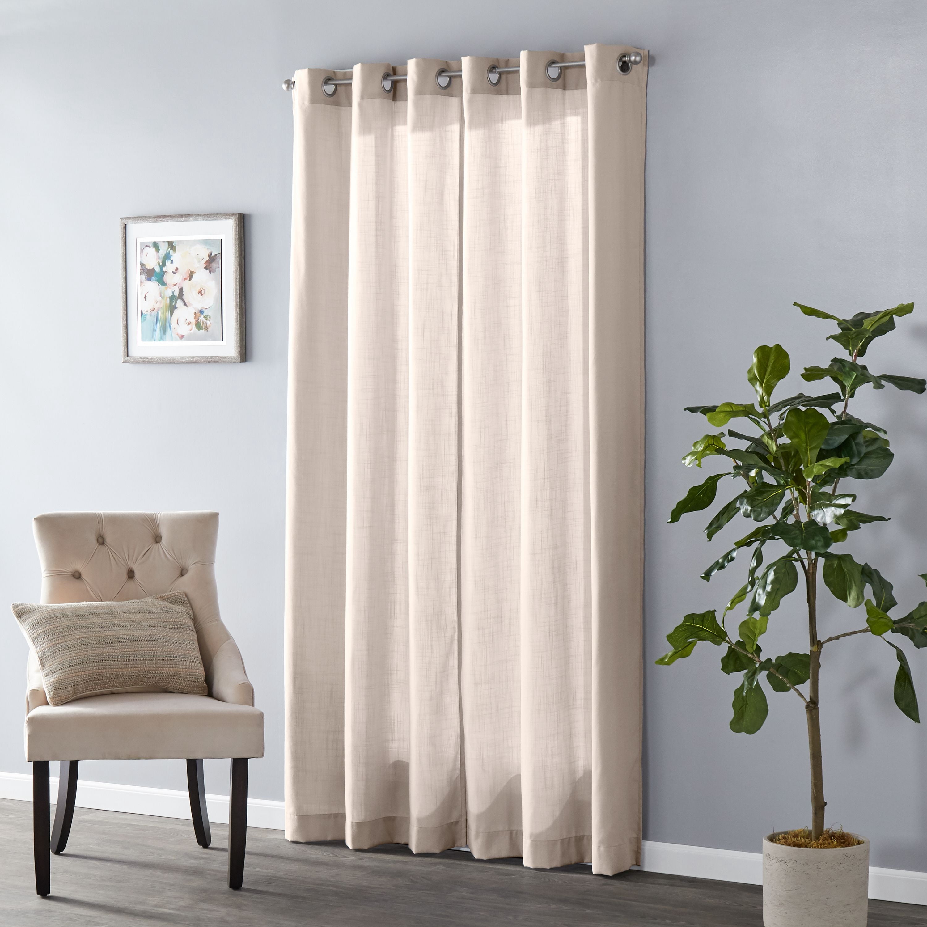 SKL Home Saturday Knight Ltd Raine Light Filtering Sophisticated SunSafe Window Curtain Panel - 40 x 95, Linen