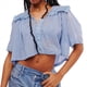 thumbnail image 2 of Camisa Peplum Transparente Y2K para Mujer, Blusa Babydoll de Corta con Botones y Ribete de Encaje y Volantes. Azul L, 2 of 6