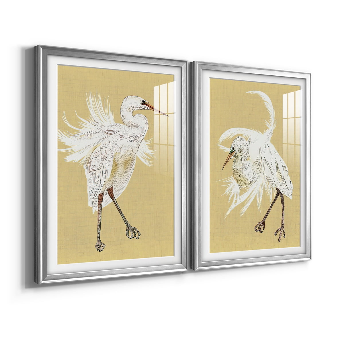 Wexford Home Heron Plumage V Premium Framed Print, 30.5" x 42.5" - Ready to Hang, Silver (Set of 2)