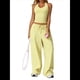 thumbnail image 3 of Pantalones Deportivos Casuales Holgados de Pierna para Mujer, Rectos, de Tiro Bajo, con Bolsillos con Cordón Elástico Amarillo M, 3 of 8