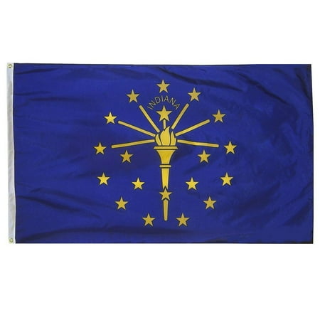 Indiana State Polyester Flag - G128 Indiana State Flag 150D Quality Polyester 3x5 ft Printed Brass Grommets Flag Indoor/Outdoor - Much Thicker and More Durable than 100D and 75D Polyester