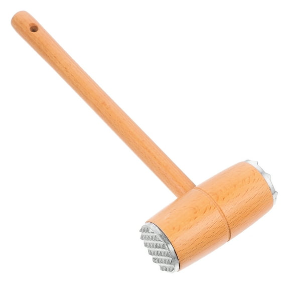 Dual-sided Meat Hammer Long Handle Wooden Mallet Tool Meat Steak Pounding Tool for Tenderizing Flattening