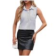 thumbnail image 2 of Camisas Sin Mangas con Botones para Mujer, Blusas Informales de Negocios con Cuello en V y Cuello Halter. Azul L, 2 of 8