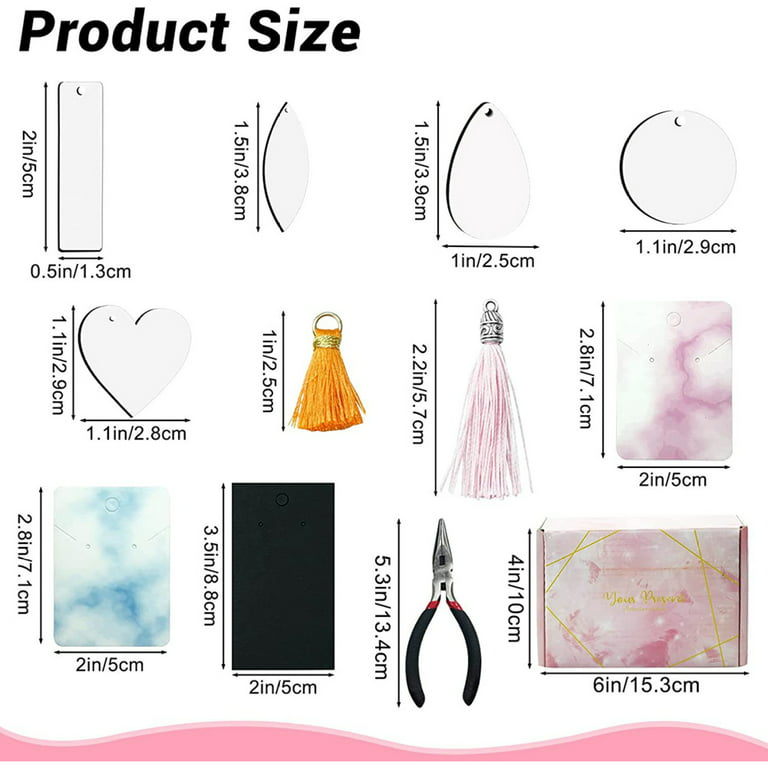 EUBUY 182pcs Sublimation Blank Earrings Set Heat Transfer Earring Ornament  Blanks with Earring Hooks and Jump Rings for Jewelry DIY Making Supplies 