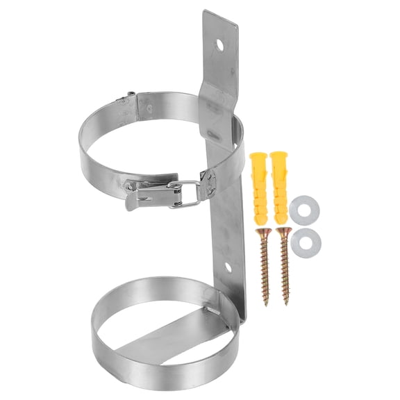POPETPOP Heavy Duty Plated Silver Fire Extinguisher Mount Bracket with Fast Release Clasp for Home
