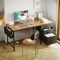 thumbnail image 2 of Casaottima 40" Small Computer Home Office Desk for Bedroom with Fabric Drawers & File Cabinet, Cloth Storage Bag and Hook, Writing Study Work Table for Small Space, Vintage, 2 of 8