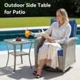 thumbnail image 3 of Unnifurnzi Outdoor Wicker Side Table-Patio PE Rattan End Table with Tempered Glass Top 2-Tier Storage Shelf Square Side Table for Deck Porch Balcony Garden-Gray, 3 of 7