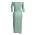 thumbnail image 4 of BOOMILK Cocktail Dresses for Women Off Shoulder Elegant Sparkly Sequin Slit Long Sleeve Midi Formal Party Dress Green, 4 of 5