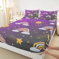 thumbnail image 3 of Manfei Glitter Cloud Rainbow Fitted Sheet Queen, Dreamy Stars Horoscope Bedding, Purple, 3 Pieces, 1 Fitted Sheet and 2 Pillowcases, 3 of 6