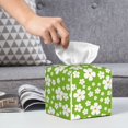 thumbnail image 6 of Kdxio Green White Flowers Print Tissue Box Cover,Square Decorative PU Leather Facial Paper Case Organizer Holder Dispenser for Bathroom,Night Stands,Desk,Car 5.2''X5.2''X5.2'', 6 of 8