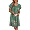 thumbnail image 2 of Fantaslook Nightgowns for Women Ruffle Sleeve Button Midi Dress Floral Mumu Dresses Loose Flowy Moo Moo Dresses with Pockets, 2 of 8
