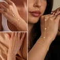 thumbnail image 4 of Turandoss Butterfly Hand Chain Bracelet for Women Dainty 14K-Gold-Plated Ring Bracelet Hand Chains Cubic Zirconia Finger Bracelets Ring Hands Chain Jewelry Gift for Women, 4 of 7