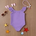 thumbnail image 6 of Abcomgle Girls Swimsuits Size 7-8 Stretchy One Piece Swimsuits for Little Girls Cute Solid Ruffled Girls Swimwear, 6 of 7