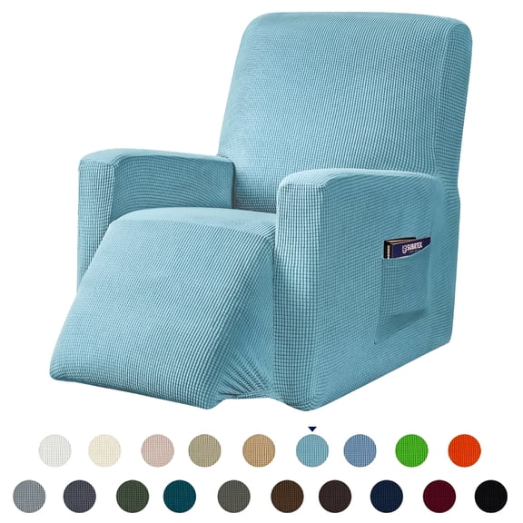 AUQ Recliner Slipcover with Pockets Stretch Furniture Chair Cover,Light Blue Recliner Chair Covers