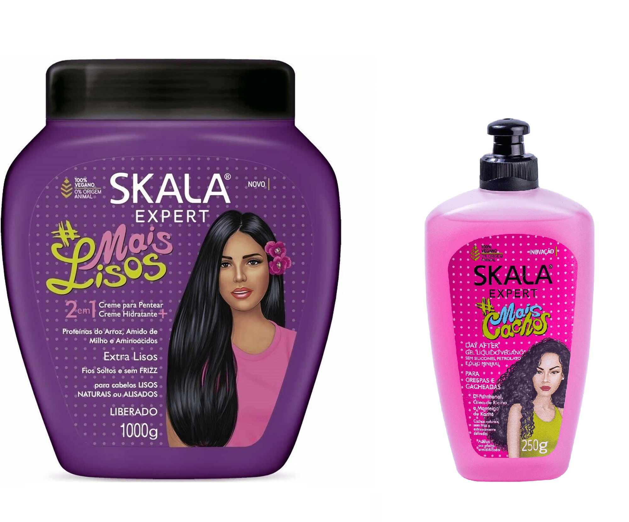 Skala Expert Mais Lisos 2-in-1 Hair Cream 1000g & Mais Cachos Curly Hair  Day After Liquid Gel 