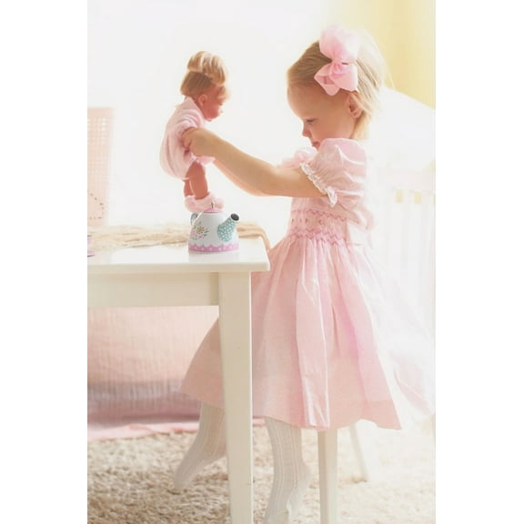 Girls Pink Smocked Dress Heirloom Hand-Smocked Floral Spring Dress Toddlers 2T