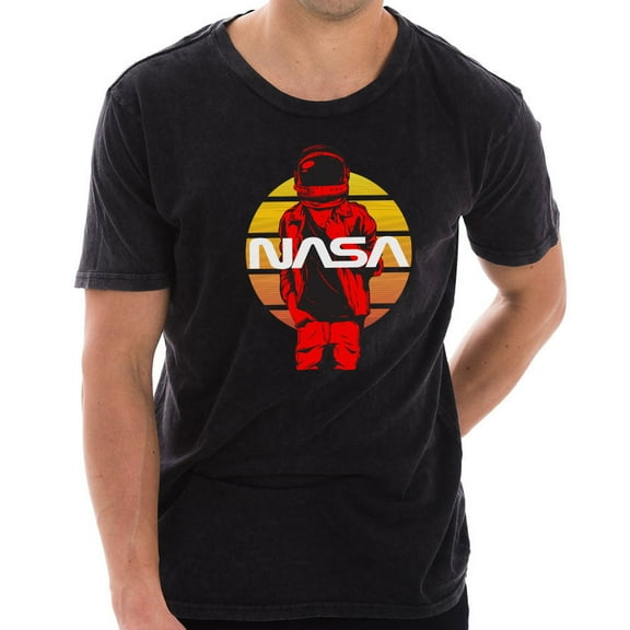 Plus Size NASA Rock Astronaut Designed Unisex Cotton Vintage Short Sleeve T-Shirt - Vintage Black XL