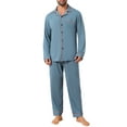 thumbnail image 2 of INSPIRE CHIC Men's 2 Pieces Long Sleeve Solid Color Button Down Casual Pajamas Set L Gray Blue, 2 of 5