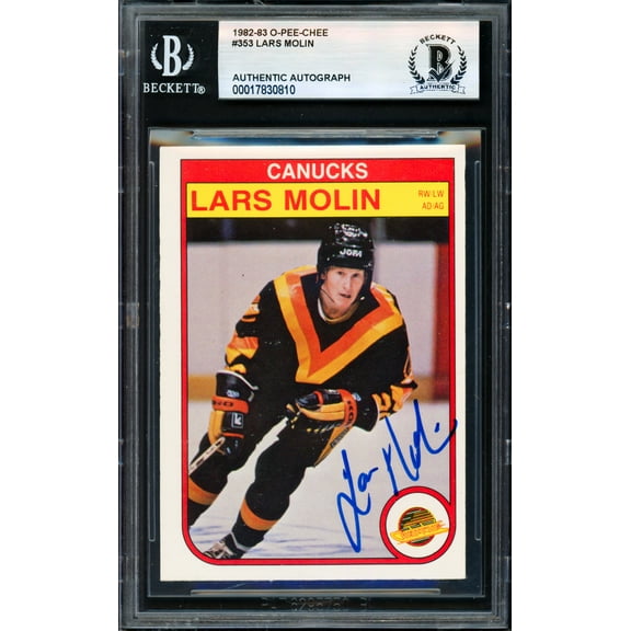 Lars Molin Autographed 1982-83 O Pee Chee Card #353 Vancouver Canucks Beckett BAS #17830810