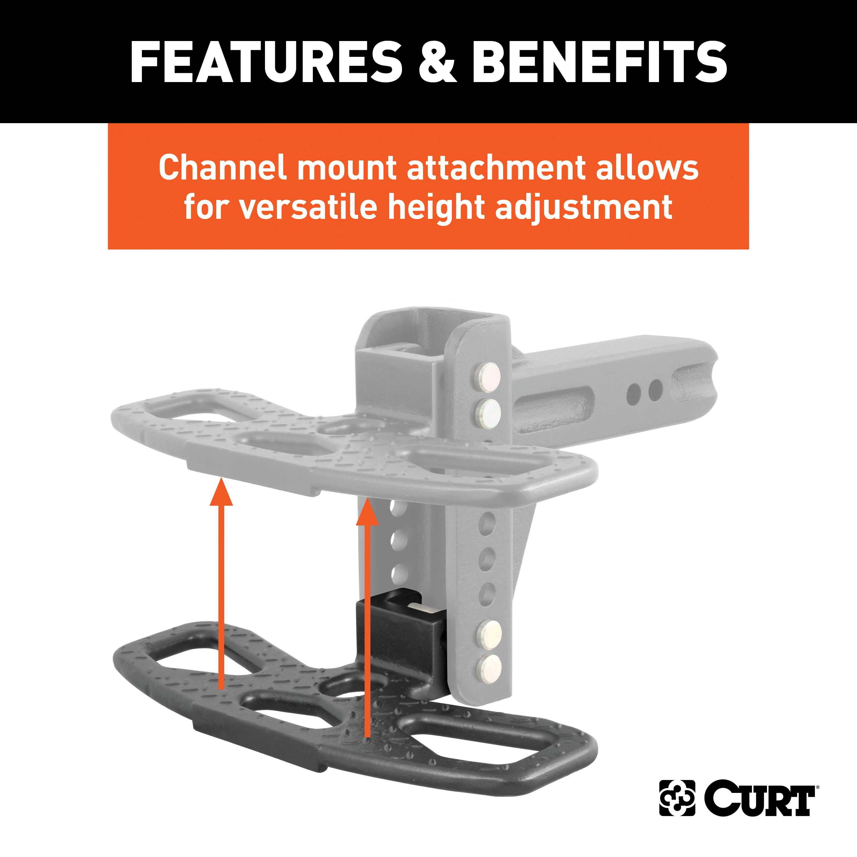 CURT 45909 Folding Hitch Step for Adjustable Channel Mount