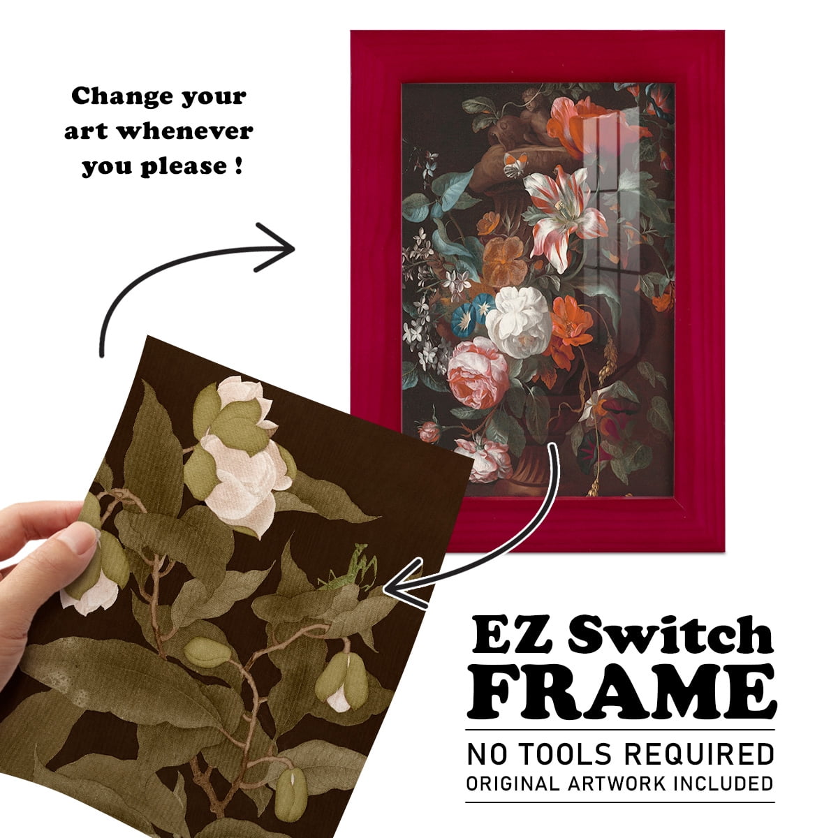 Asian Brocade I - Framed Print w/glass - Cherry Red