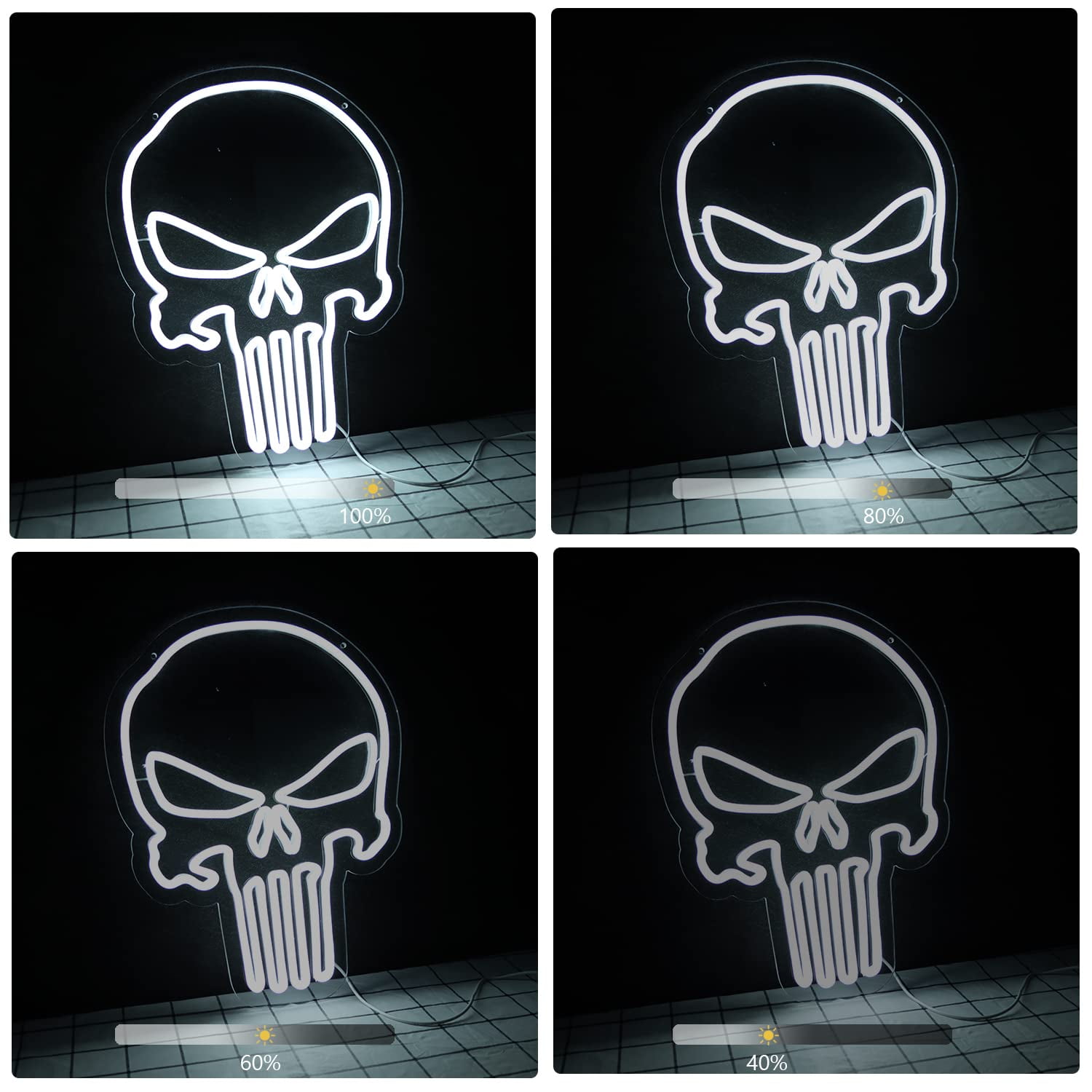 Skull Neon Sign LED Dimmable Light USB Powered Wall Decor Lamp for Gaming Room Bedroom Party Decoration