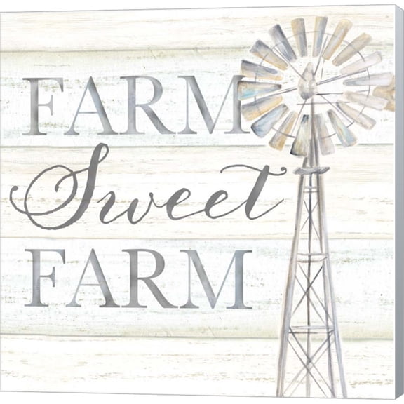 Windmill Farm Sweet Farm Sentiment by Cynthia Coulter, Canvas Wall Art, 12W x 12H