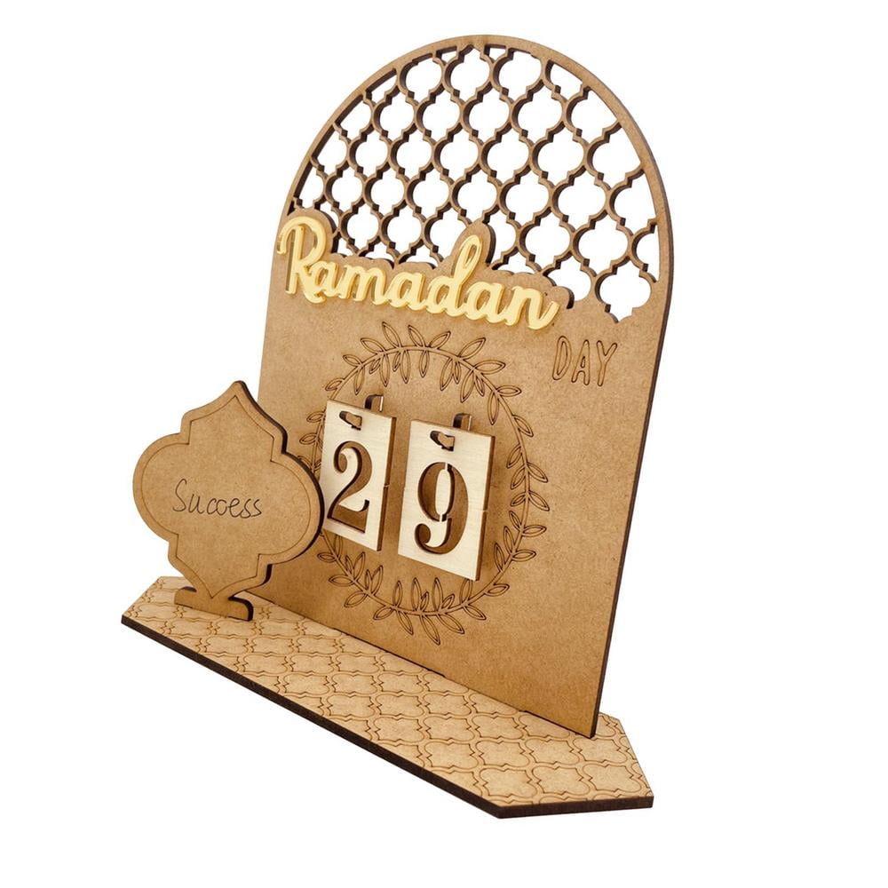 IMSHIE 2022 Ramadan Countdown Calendar Wooden Eid Mubarak Countdown