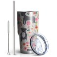 thumbnail image 2 of 30oz Boston Terrier Dog with Flower Tumblers Stainless Steel Tumbler with Lid and Straw,Vacuum Insulated Double Wall Travel Tumbler Cups Mug with Cleaning Brush for Coffee,Tea, 2 of 7