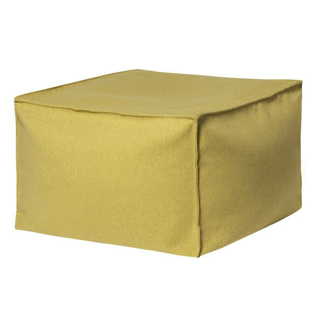 Gouchee Home Loft Felt – Pouf en feutre synthétique moutarde avec rembourrage en billes de polystyrène, housse amovible et lavable en machine, pour salon ou bureau