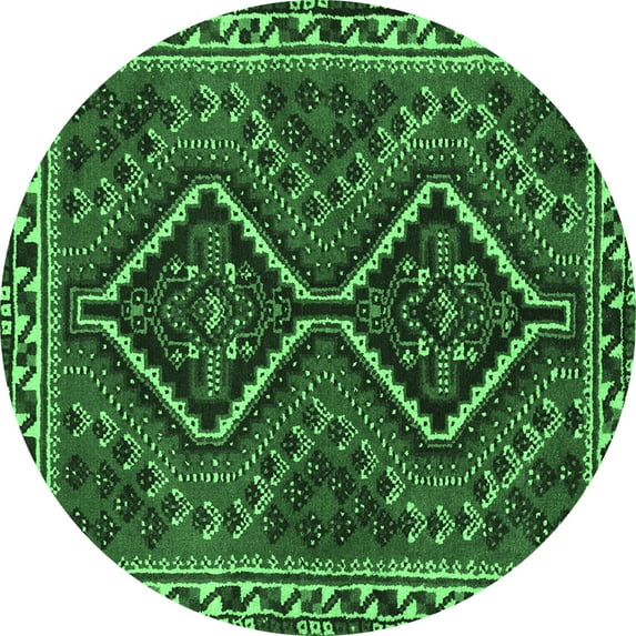 Ahgly Company Indoor Round Persian Emerald Green Traditional Area Rugs, 6' Round