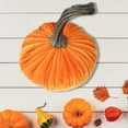 thumbnail image 2 of Elegant Velvet Pumpkin Sculpture - Autumn Thanksgiving Desktop Decor for Holiday Tabletop Display, Fall Centerpiece for Dining Table, Mantel, and Seasonal Home Decoration, 2 of 7