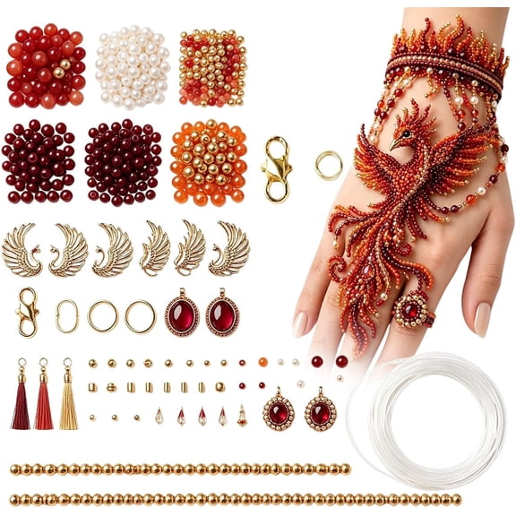 Fire Phoenix Beaded Bracelet Kit DIY Jewelry Set, Glass Craft Beads Wire Supplies, Creative Hobby Gift for Adults Studio(RL)