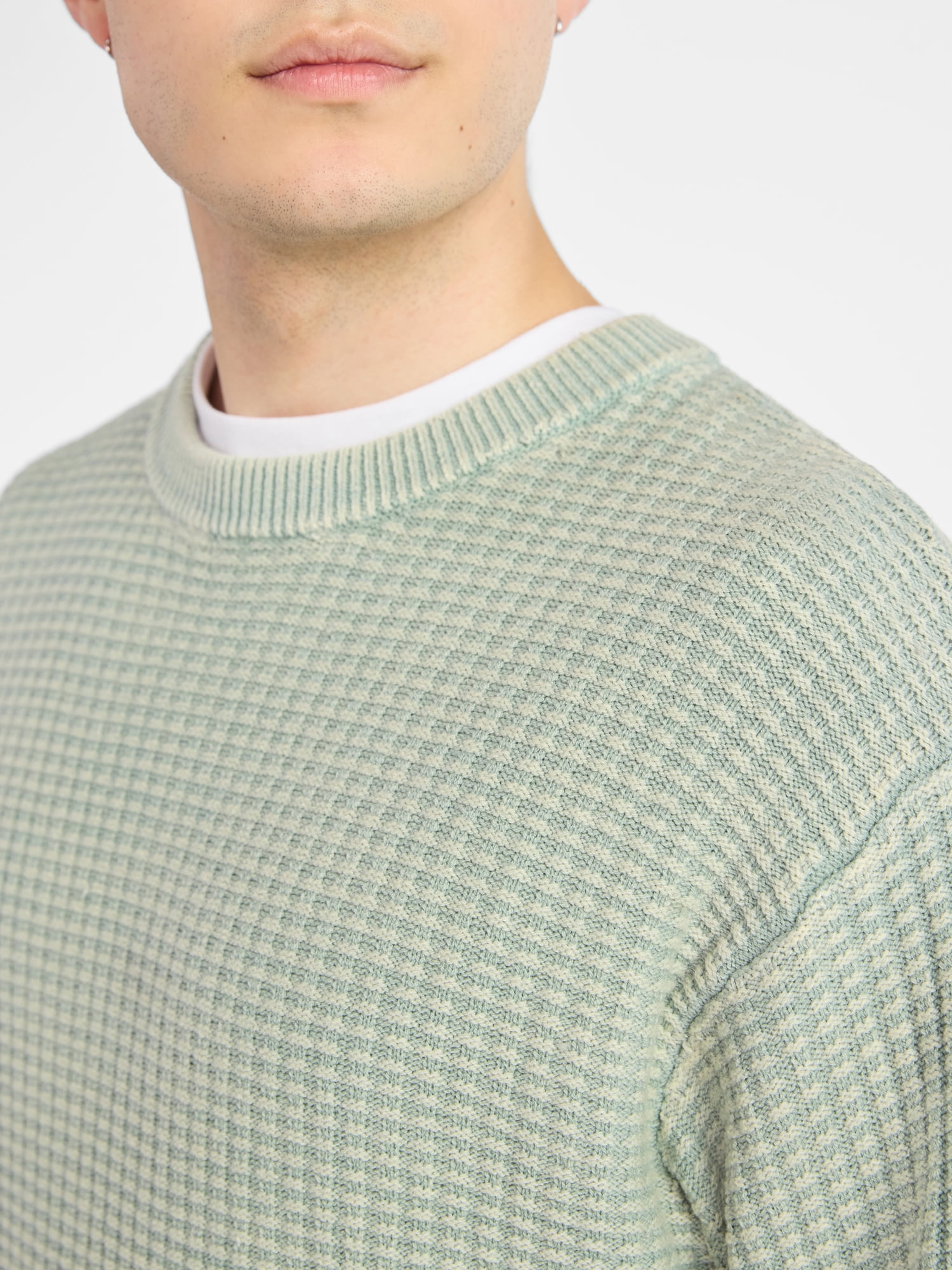 No Boundaries Men's & Big Men's Thermal Stitch Crewneck Sweater, Midweight, Sizes XS-3XL
