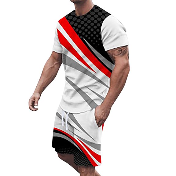 Vedolay Mens Short Outfits Men's 2 Piece Summer Short Outfits Fashion Polo Shirt Casual Short set,Red M