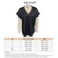 thumbnail image 3 of Camiseta con cuello en V y encaje para mujer, manga corta, informal, holgada, Color puro, jersey de verano, Top negro XXL, 3 of 3