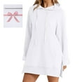 thumbnail image 2 of Hoodie Dress for Women 2026 Fall Winter Casual Long Sleeve Side Split Hem Hooded Sweatshirt Dress Pullover Top with Pockets, 2 of 7