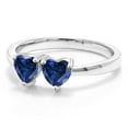 thumbnail image 2 of Gem Stone King 925 Sterling Silver Blue Created Sapphire Women Ring (1.00 Ct Heart Shape, Size 6), 2 of 6