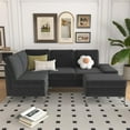 thumbnail image 2 of YODOLLA 85.5" Sectional Sofa with Armrest Storage, Right Facing Convertible Couch for Living Room, Black, 2 of 8