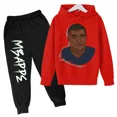 thumbnail image 3 of Conjunto de sudadera y pantalones con estampado de Mbappé para niños, primavera y otoño, conjunto de ropa deportiva de 2 piezas para niños y niñas, ropa para niños, 3 of 5