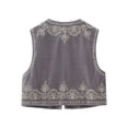 thumbnail image 3 of Women Vest, Sleeveless Open Front Embroidery Flower Sequined Outwear Gilet for Casual Street, 3 of 10