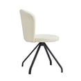 thumbnail image 5 of Home Office 360° Swivel Chair, Modern Upholstered PU Vanity Chair with Stripe Back and Black Metal Legs for Dining Room Bedroom Livingroom, Milk White, 5 of 9