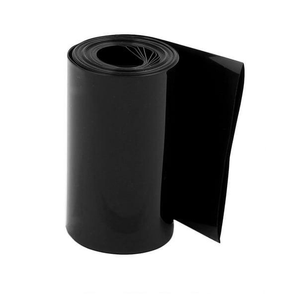 75mm Plat Largeur 2.1M Longueur PVC Thermorétractable Tube Noir pour 18650 Batteries
