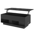 thumbnail image 6 of SYNGAR Lift Top Coffee Table for Living Room, Large Hidden Storage Lift Top Coffee Table with LED Light and Charging Station, Modern Coffee Table with Open Storage Shelves, Black, 6 of 6