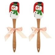 Festive Silicone Spatulas - 2-Pack, Snowman Design for Christmas Baking & Decorating!
