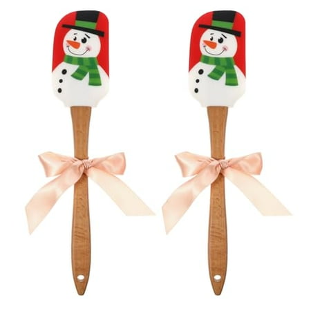 Festive Silicone Spatulas - 2-Pack, Snowman Design for Christmas Baking & Decorating!