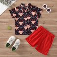 thumbnail image 2 of Youmylove 2Pcs Toddler Baby Boy Easter Outfit Toddler Boys Valentine's Day Heart Printed Short Sleeve Shirt Tops Shorts Kids Gentleman Outfits 3-4 Years, 2 of 8