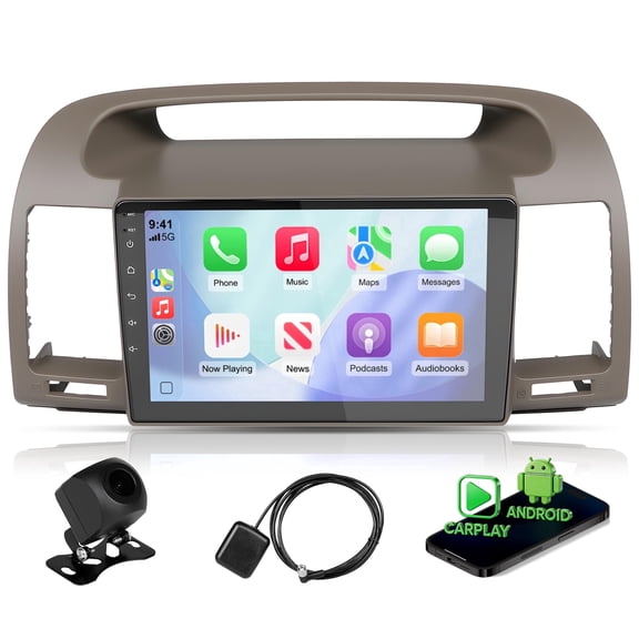 Carplay Car Stereo Radio Double DIN 64GB 9 Inch Touchscreen GPS Navigation Camera for Toyota Camry 2000-2006
