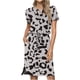 thumbnail image 1 of Puntoco Vestido Casual Estampado De Manga Corta Con Cuello Redondo Y Bolsillo Con Tiras Para Mujer Vestido De Manga Corta Con Cuello Redondo Gris Xl,Regalos Para Mujer Joven, 1 of 6