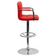 thumbnail image 3 of Contemporary Red Quilted Vinyl Adjustable Height Barstool with Arms and Chrome Base, 3 of 9